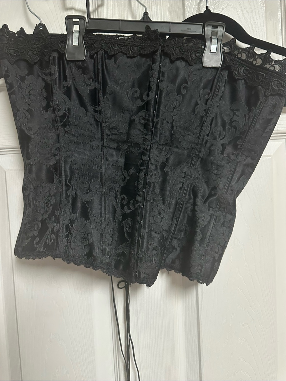 Frederick's of Hollywood Black Floral Lace Bustier Corset